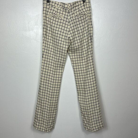ETRO Made In Italy Cream And Black Window Check Flared Leg Pants Size 44 - Picture 3 of 13